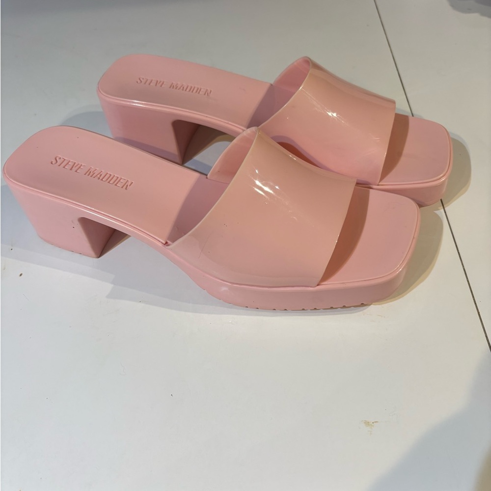 Steve Madden Blush Pink Block Heel Mules